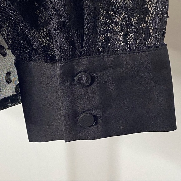 Ann Taylor Black Lace Swiss Dot Blouse - Picture 8 of 10